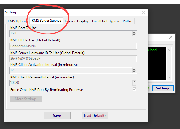 Настройки сервисов KMS в Microsoft Toolkit